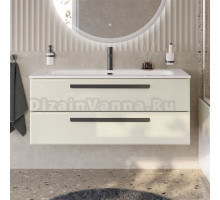 Тумба с раковиной Cezares Eco Cer-N 120 брашированная альпака, раковина Eco 120, ручки матовые черные