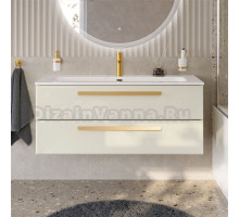 Тумба с раковиной Cezares Eco Cer-N 120 брашированная альпака, раковина Eco 120, ручки сатиновое золото