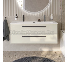 Тумба с раковиной Cezares Eco Cer-N 120 брашированная альпака, раковина Eco 120-1-2, ручки матовые черные