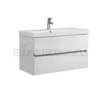 Тумба с раковиной Belux Бостон 90 подвесная, белая глянцевая, 2 ящика