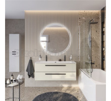 Мебель для ванной комнаты Cezares Eco Cer-N 120 брашированная альпака, раковина Eco 120-1-2, ручки матовые черные