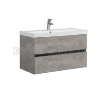 Тумба с раковиной Belux Бостон 90 подвесная, бетон чикаго светло-серый, 2 ящика