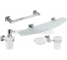 Набор Стакан Wasserkraft Lippe K-6526 с мыльницей + Дозатор K-6599 + Полка K-6524 + Полотенцедержатель K-6591 для бумажных полотенец