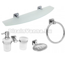Набор Мыльница Wasserkraft Lippe K-6569 + Дозатор K-6589 со стаканом + Полотенцедержатель K-6560 + Полка K-6524