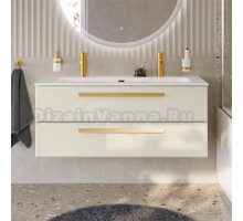 Тумба с раковиной Cezares Eco Cer-N 120 брашированная альпака, раковина Eco 120-1-2, ручки сатиновое золото