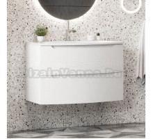 Тумба с раковиной Belux Ганновер 90 подвесная, белая глянцевая, 2 ящика