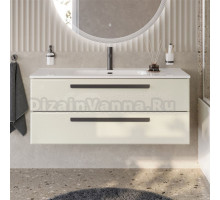 Тумба с раковиной Cezares Eco Cer-N 120 брашированная альпака, раковина Duet 120, ручки матовые черные