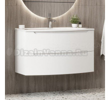 Тумба с раковиной Belux Ганновер 110 подвесная, белая глянцевая, 2 ящика