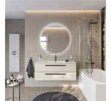 Мебель для ванной комнаты Cezares Eco Cer-N 120 брашированная альпака, раковина Duet 120, ручки матовые черные