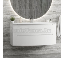 Тумба с раковиной Belux Ганновер 120 подвесная, белая глянцевая, 2 ящика