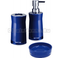 Набор Стакан Ridder Disco 2103203 для зубных щёток, синий + Мыльница 2103303 синяя + Дозатор 2103503 синий