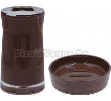 Набор Стакан Ridder Disco 2103208 для зубных щёток, коричневый + Мыльница 2103308 коричневая