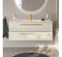 Тумба с раковиной Cezares Eco Cer-N 120 брашированная альпака, раковина Duet 120, ручки сатиновое золото