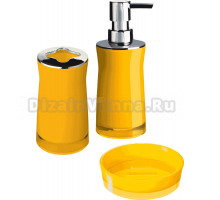 Набор Стакан Ridder Disco 2103204 для зубных щеток, желтый + Мыльница 2103304 желтая + Дозатор 2103504 желтый