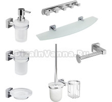 Набор Мыльница Wasserkraft Lippe K-6529 + Дозатор K-6599 + Стакан K-6528 + Ершик K-6535 с держателем освежителя воздуха + Держатель K-6596 + Полка K-6524 + Крючок K-6575