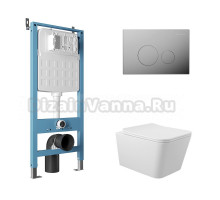 Комплект Aqueduto AQDS171 Унитаз подвесной Macio безободковый, с микролифтом + Система инсталляции для унитазов Tecnica Novo + Кнопка смыва Circulo Novo хром