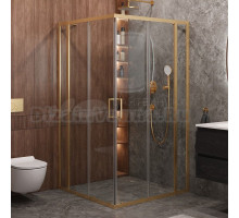 Душевой уголок Cezares Molveno A 22 100+30 C BORO IV 130х130 см, профиль брашированное золото, стекло прозрачное