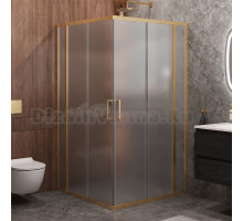 Душевой уголок Cezares Molveno A 22 90+20 P BORO 110х110 см, профиль брашированное золото, стекло рифленое