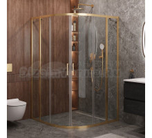Душевой уголок Cezares Molveno R 22 100+20 C BORO IV 120х120 см, профиль брашированное золото, стекло прозрачное