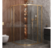 Душевой уголок Cezares Molveno R 11 90+30 C BORO IV 120х120 см, профиль брашированное золото, стекло прозрачное