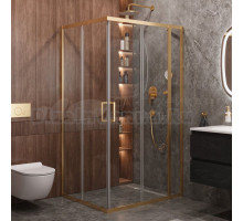 Душевой уголок Cezares Molveno AH 21 100+30 C BORO IV 130х100 см, профиль брашированное золото, стекло прозрачное