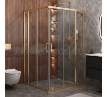 Душевой уголок Cezares Molveno AH 22 130+120 C BORO IV 130х120 см, профиль брашированное золото, стекло прозрачное