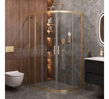 Душевой уголок Cezares Molveno RH 2 120+100 C BORO IV 120х100 см, профиль брашированное золото, стекло прозрачное