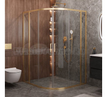 Душевой уголок Cezares Molveno RH 22 130+120 C BORO IV 130х120 см, профиль брашированное золото, стекло прозрачное