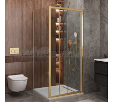 Душевой уголок Cezares Molveno AHF 31 100+90 C BORO IV 100х90 см, профиль брашированное золото, стекло прозрачное