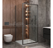 Душевой уголок Cezares Molveno AHF 31 100+90 C GM IV 100х90 см, профиль оружейная сталь, стекло прозрачное