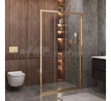 Душевой уголок Cezares Molveno AHF 31 120+90 C BORO IV 120х90 см, профиль брашированное золото, стекло прозрачное