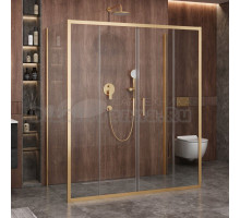 Душевой уголок Cezares Molveno AH 2+2 170+90 C BORO IV 170х90 см, профиль брашированное золото, стекло прозрачное