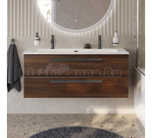 Тумба с раковиной Cezares Eco Cer-N 120 орех шоколад софт, раковина Eco 120-1-2, ручки матовые черные