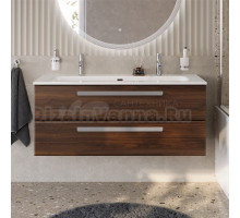 Тумба с раковиной Cezares Eco Cer-N 120 орех шоколад софт, раковина Eco 120-1-2, ручки серые