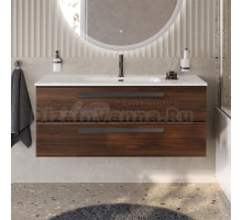 Тумба с раковиной Cezares Eco Cer-N 120 орех шоколад софт, раковина Duet 120, ручки матовые черные