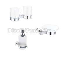 Набор Стакан Rav Slezak Yukon YUA0202CB двойной, хром, белый + Мыльница YUA0300CB хром, белая + Дозатор YUA0303CB хром, белый