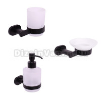 Набор Стакан Rav Slezak Yukon YUA0201CMAT черный матовый + Мыльница YUA0300CMAT черная матовая + Дозатор YUA0303CMAT черный матовый