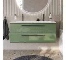 Тумба с раковиной Cezares Eco Cer-N 120 фисташковый софт, раковина Eco 120-1-2, ручки матовые черные