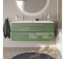 Тумба с раковиной Cezares Eco Cer-N 120 фисташковый софт, раковина Eco 120-1-2, ручки серые