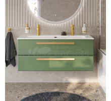 Тумба с раковиной Cezares Eco Cer-N 120 фисташковый софт, раковина Eco 120-1-2, ручки сатиновое золото