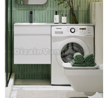 Тумба с раковиной Aqwella Duet 53 L подвесная, под стиральную машину, белая