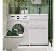 Тумба с раковиной Aqwella Duet 53 R напольная, под стиральную машину, белая