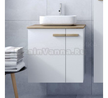 Тумба с раковиной VIANT Мюнхен L60 подвесная, 2 дверцы, матовая белая, натуральный ясень