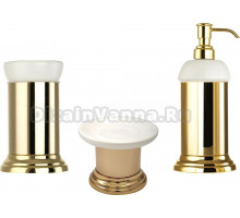 Набор Стакан Migliore Mirella 17307 золото + Мыльница 17309 золото + Дозатор 17316 золото