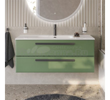 Тумба с раковиной Cezares Eco Cer-N 120 фисташковый софт, раковина Duet 120, ручки матовые черные