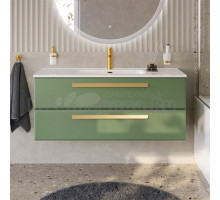 Тумба с раковиной Cezares Eco Cer-N 120 фисташковый софт, раковина Duet 120, ручки сатиновое золото