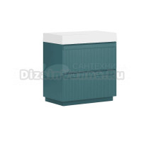 Тумба с раковиной Belux Базель 70 напольная, голубой малахит матовый