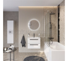 Мебель для ванной комнаты Cezares Eco Cer-N 60 bianco lucido, раковина Eco 60, ручки матовые черные