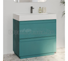 Тумба с раковиной Belux Базель 80 напольная, голубой малахит матовый