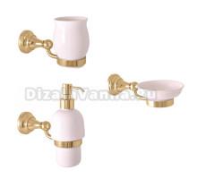 Набор Стакан Rav Slezak Morava MKA0201Z золото + Мыльница MKA0300Z золото + Дозатор MKA0303Z золото